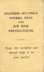 Local history: A Humber - Hillman works pass and air raid precautions