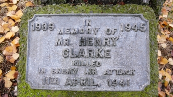 Blitz Memorial plaque for Harry Clarke